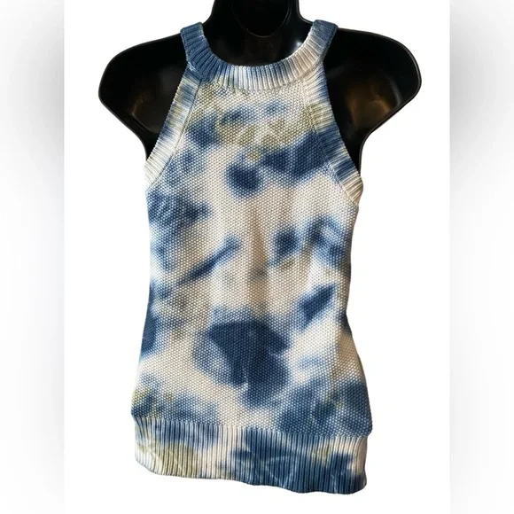 Threads 4 thought Maresia feather rib tank in tie dye blue & white NWT size S. - Picture 2 of 7